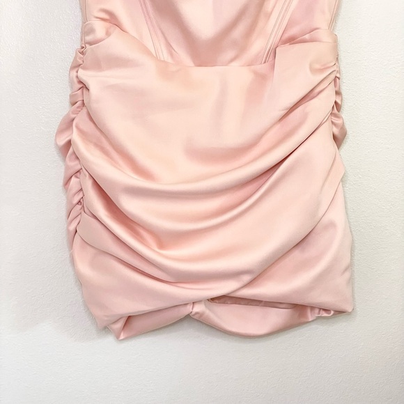House of CB Coraline Blush Satin Corset Ruched Mini  Dress Large Plus - Picture 8 of 16